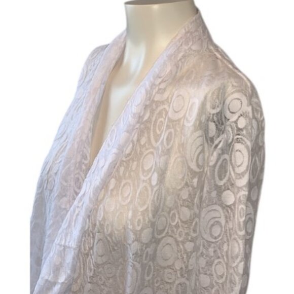 Laura Petites white open front detailed texture cardigan size M - Picture 2 of 5